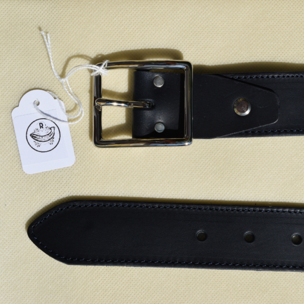 Ceinture en cuir noire Made in France de qualité, fait avec du cuir de vachette