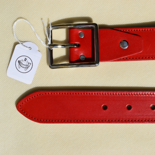 Ceinture en cuir rouge Made in France de qualité, fait avec du cuir de vachette