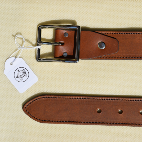 Ceinture en cuir marron Made in France de qualité, fait avec du cuir de vachette